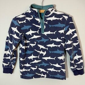 Mini Boden Shark Print Pullover Cotton Shark Sweatshirt Pullover Size 7-8